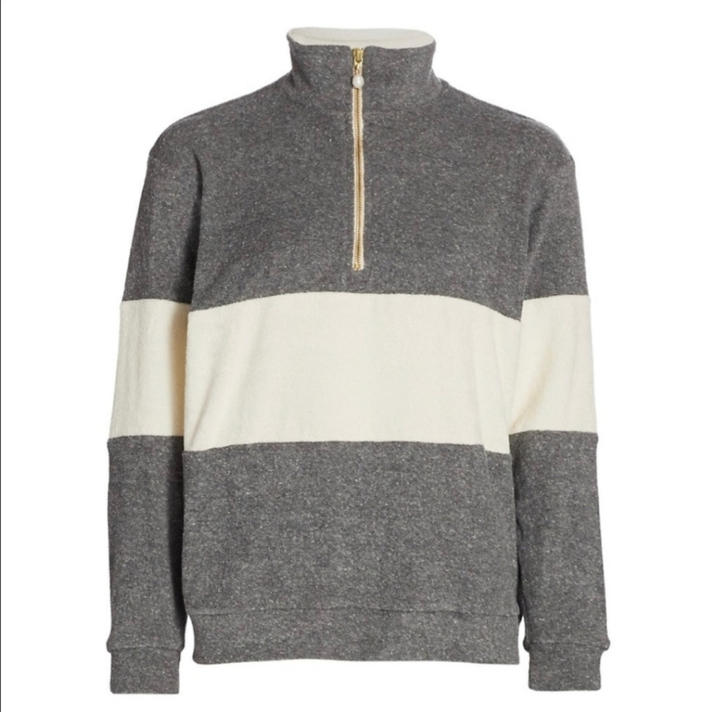 Donni Rugby Stripe Terry Half-Zip Pullover Sizeโ Small